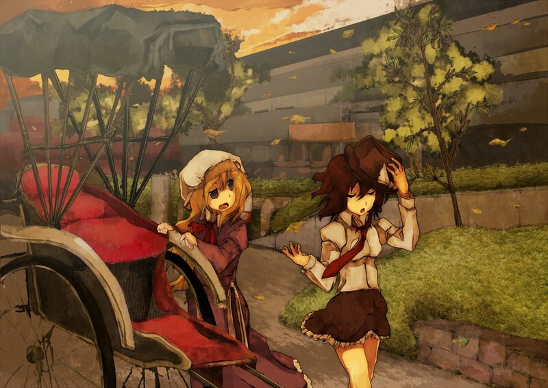 Two girls with a rickshaw