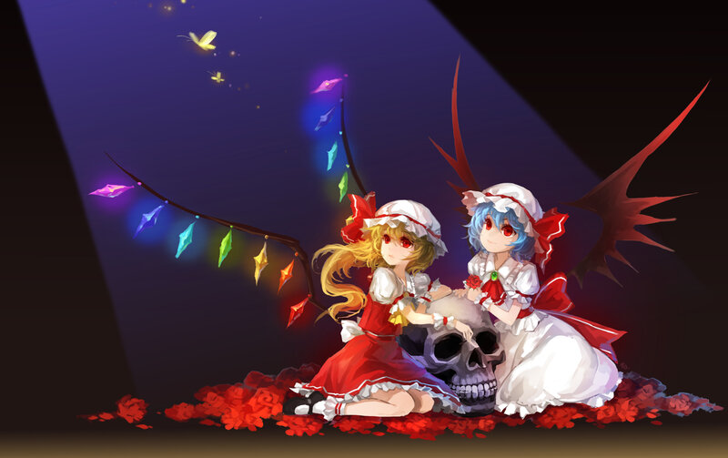 Two Girls with a Skull — Red