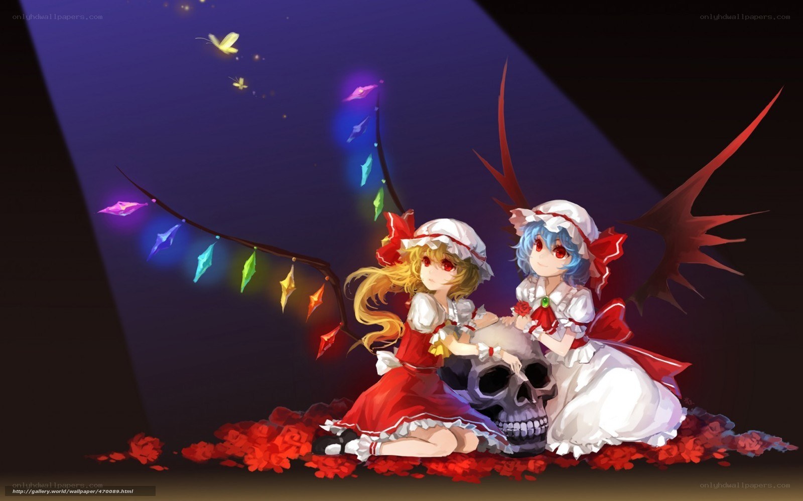 Two girls with a skull