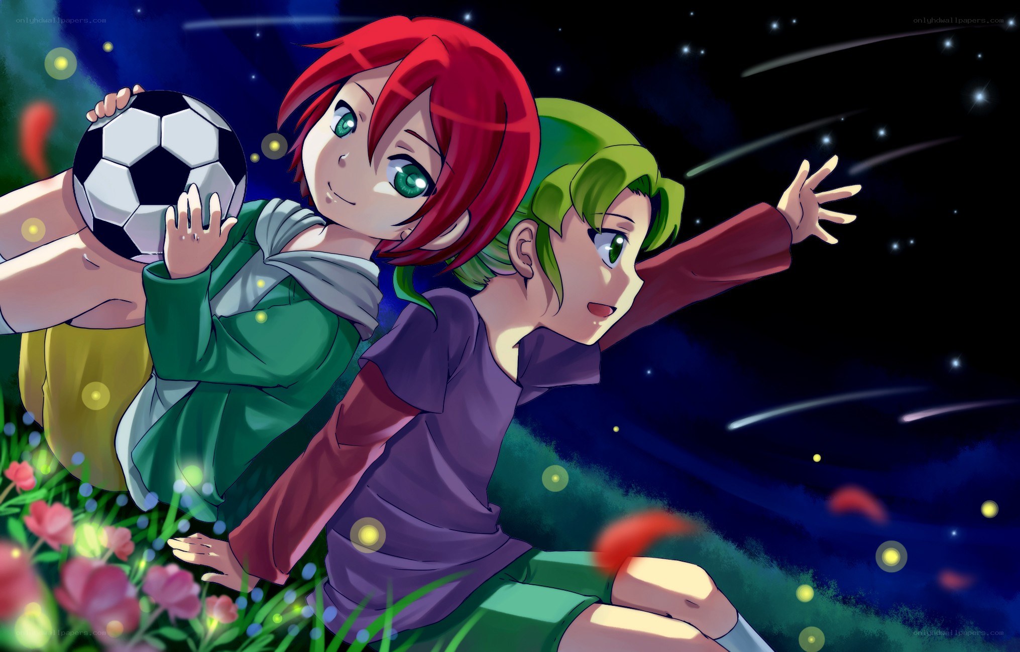 Two girls with a soccer ball