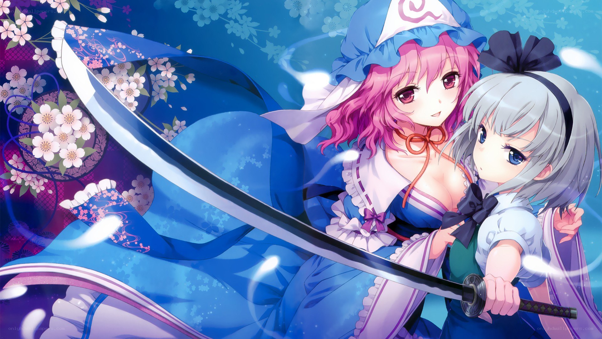Two girls with a sword