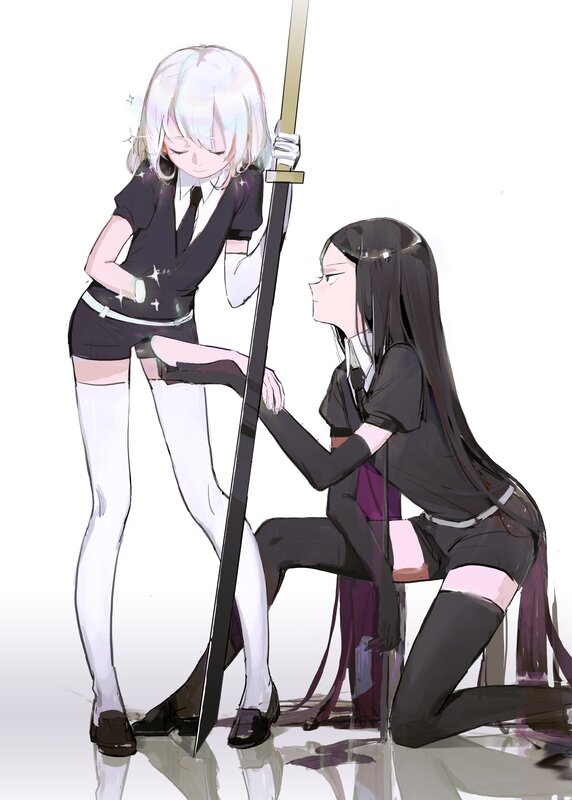 Two Girls with a Sword — White