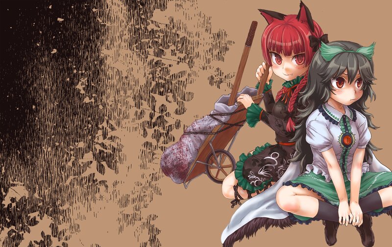 Two girls with a wheelbarrow