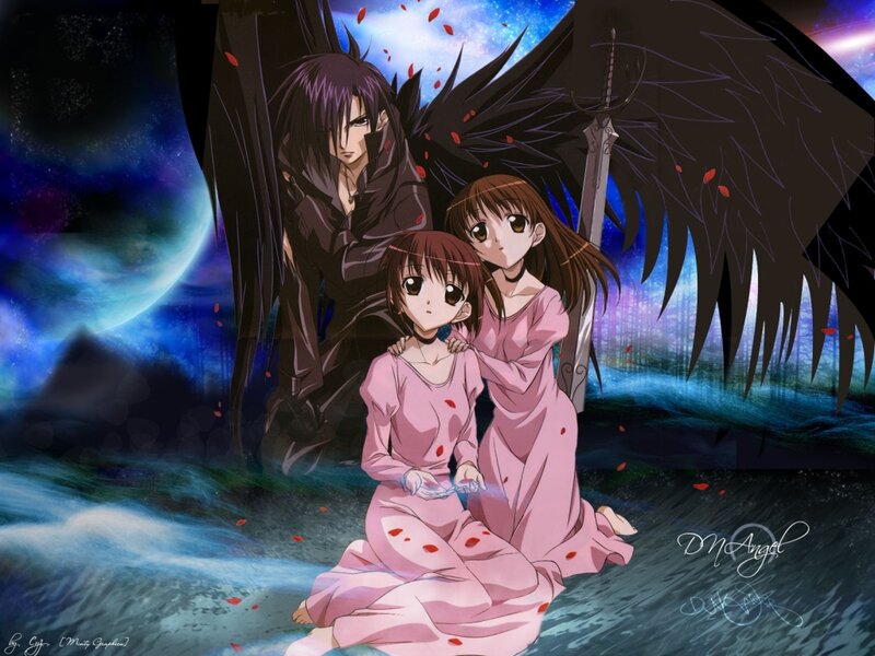 Two Girls with a Winged Man