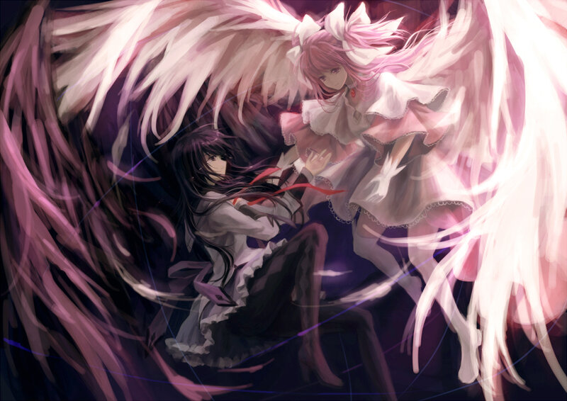 Two girls with angel wings