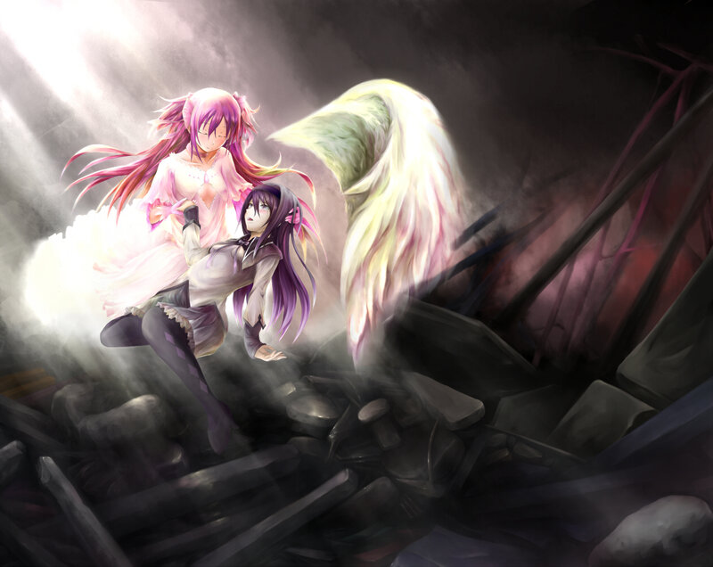 Two Girls with Angel Wings — Purple