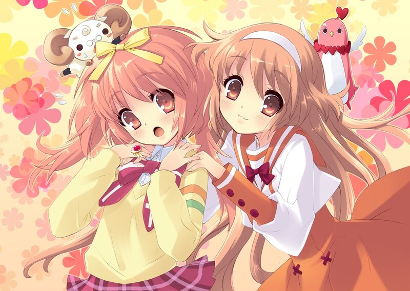 two girls with animal companions