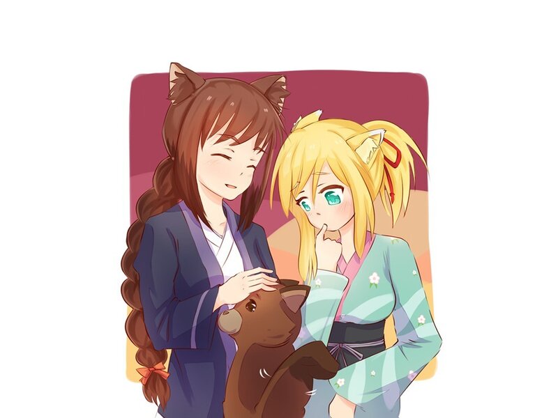 Two girls with animal ears