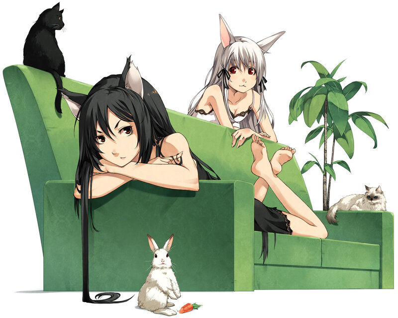 Two Girls with Animal Ears — Green