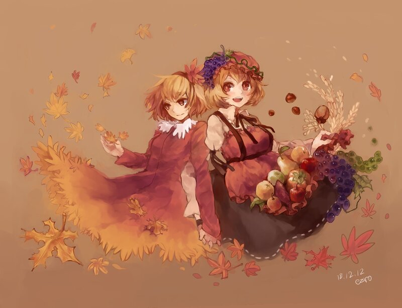 Two girls with autumn harvest
