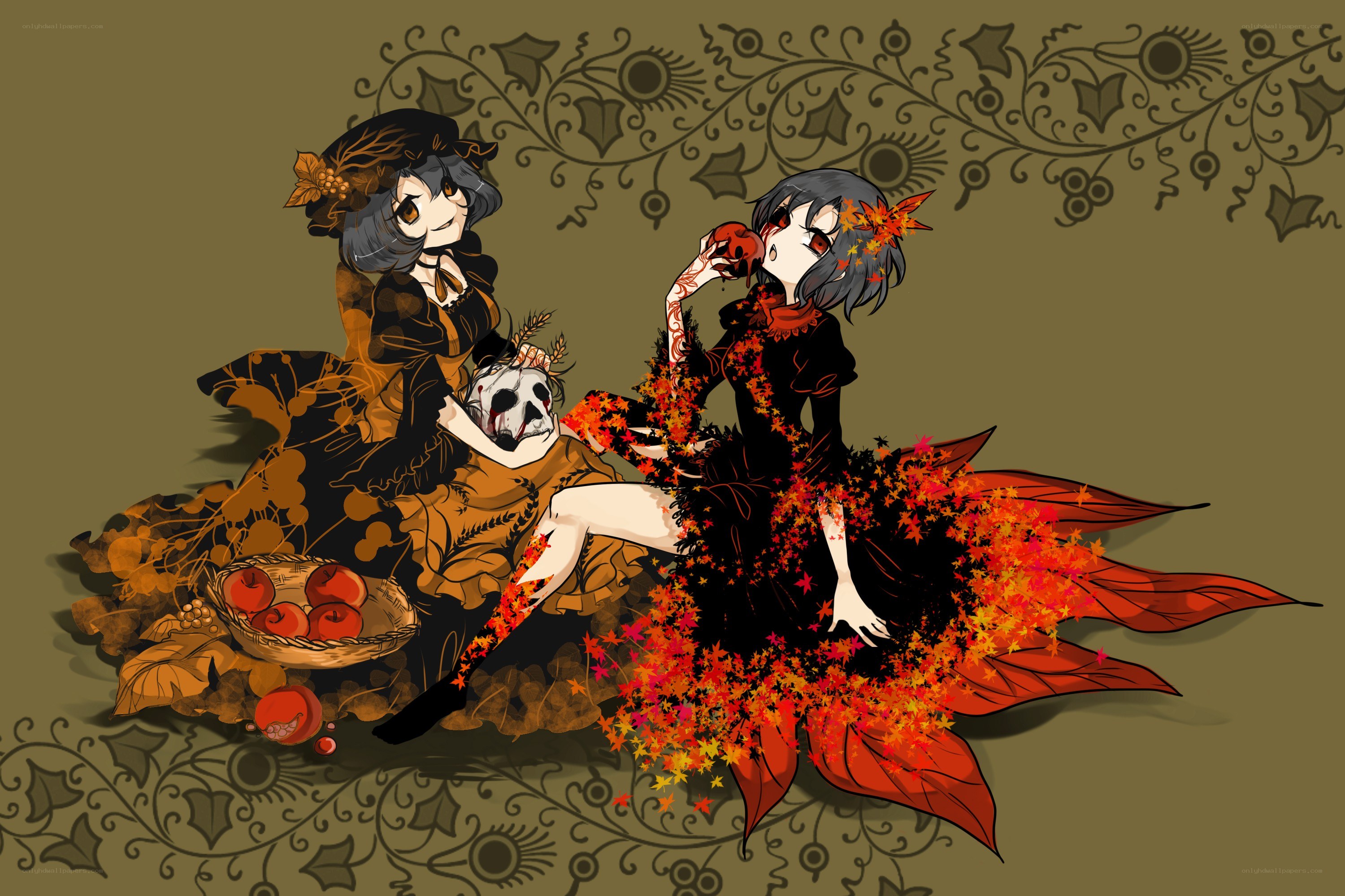 Two girls with autumn theme