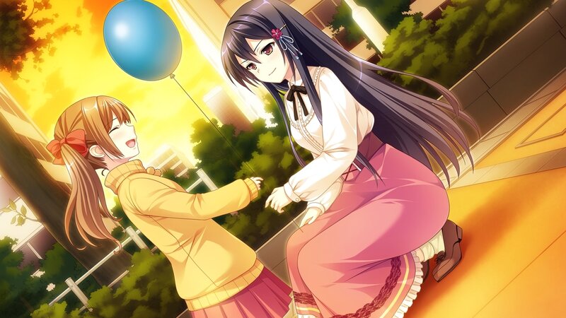 Two Girls with Balloon — Yellow
