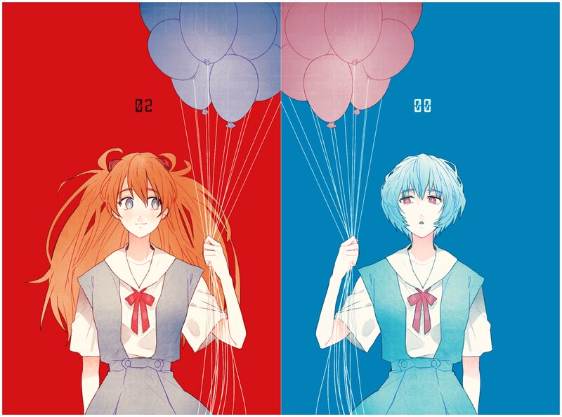 Two Girls with Balloons — Red