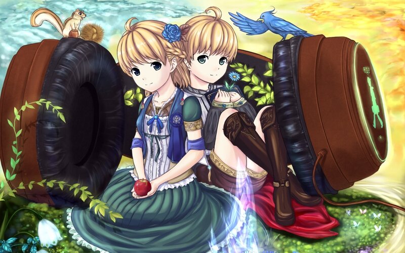 Two Girls with Barrels