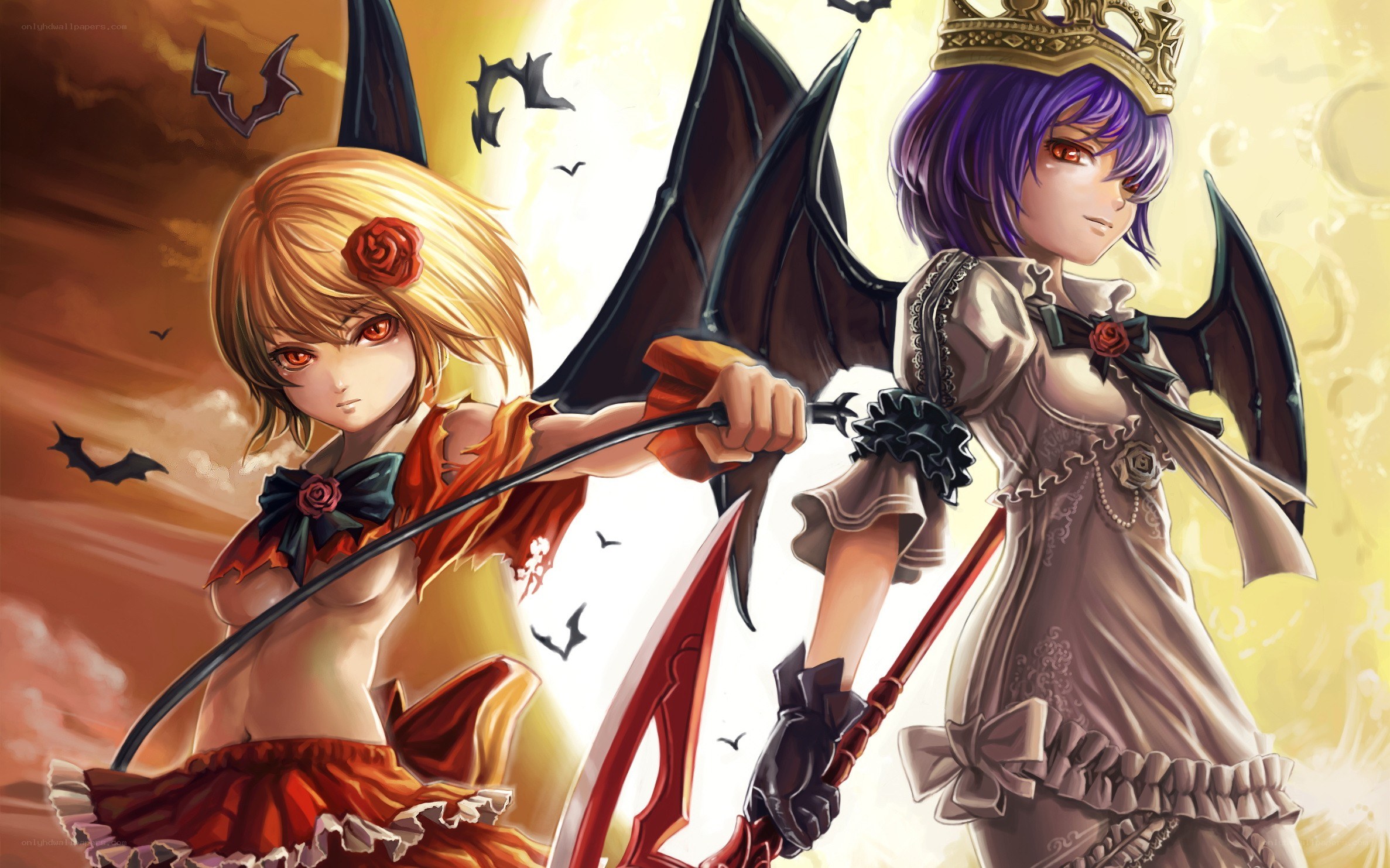 two girls with bat wings