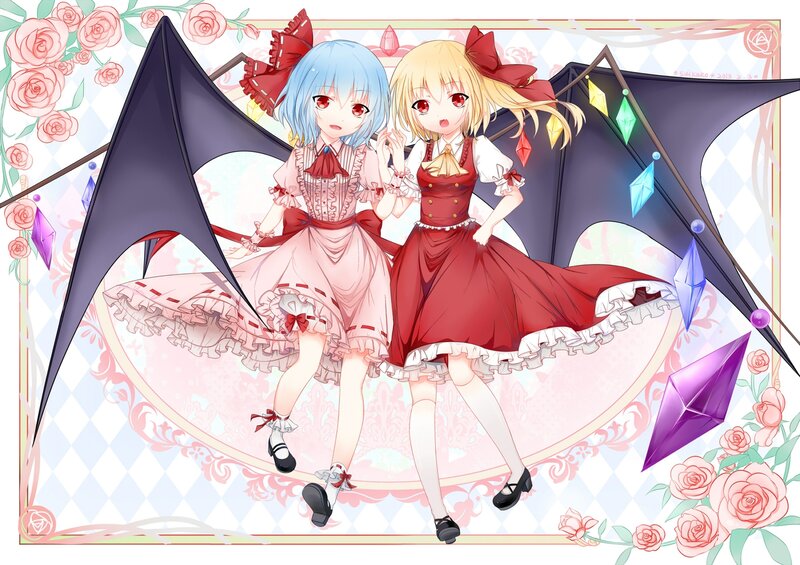 Two Girls with Bat Wings — Pink