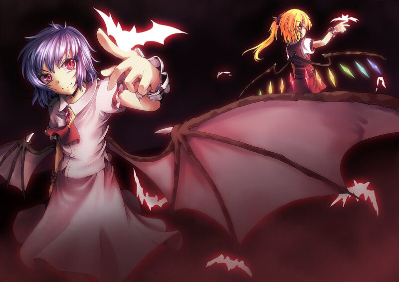 Two Girls with Bat Wings — Purple