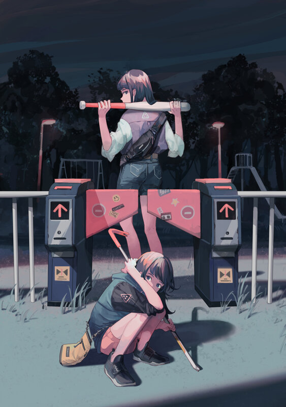 Two Girls with Batons