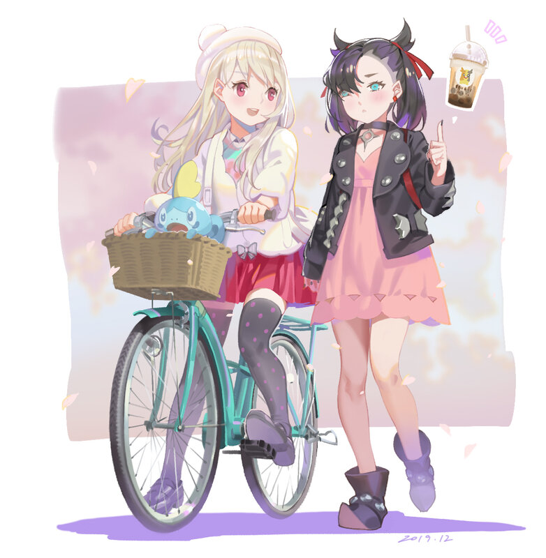 Two Girls with Bicycle