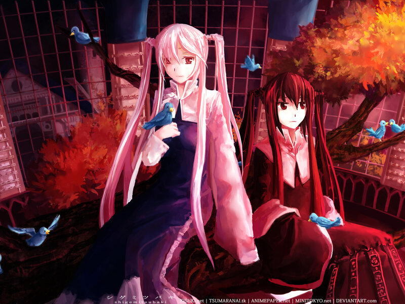 Two Girls with Birds — Pink