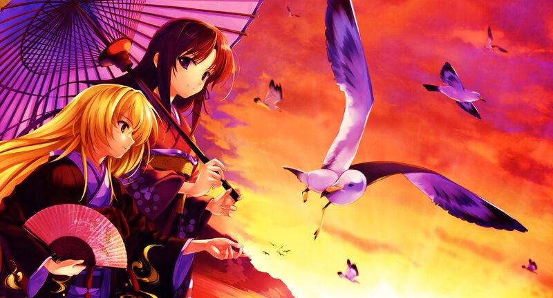 Two Girls with Birds
