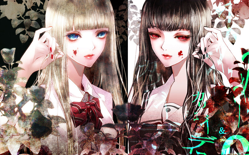 Two girls with blood on faces
