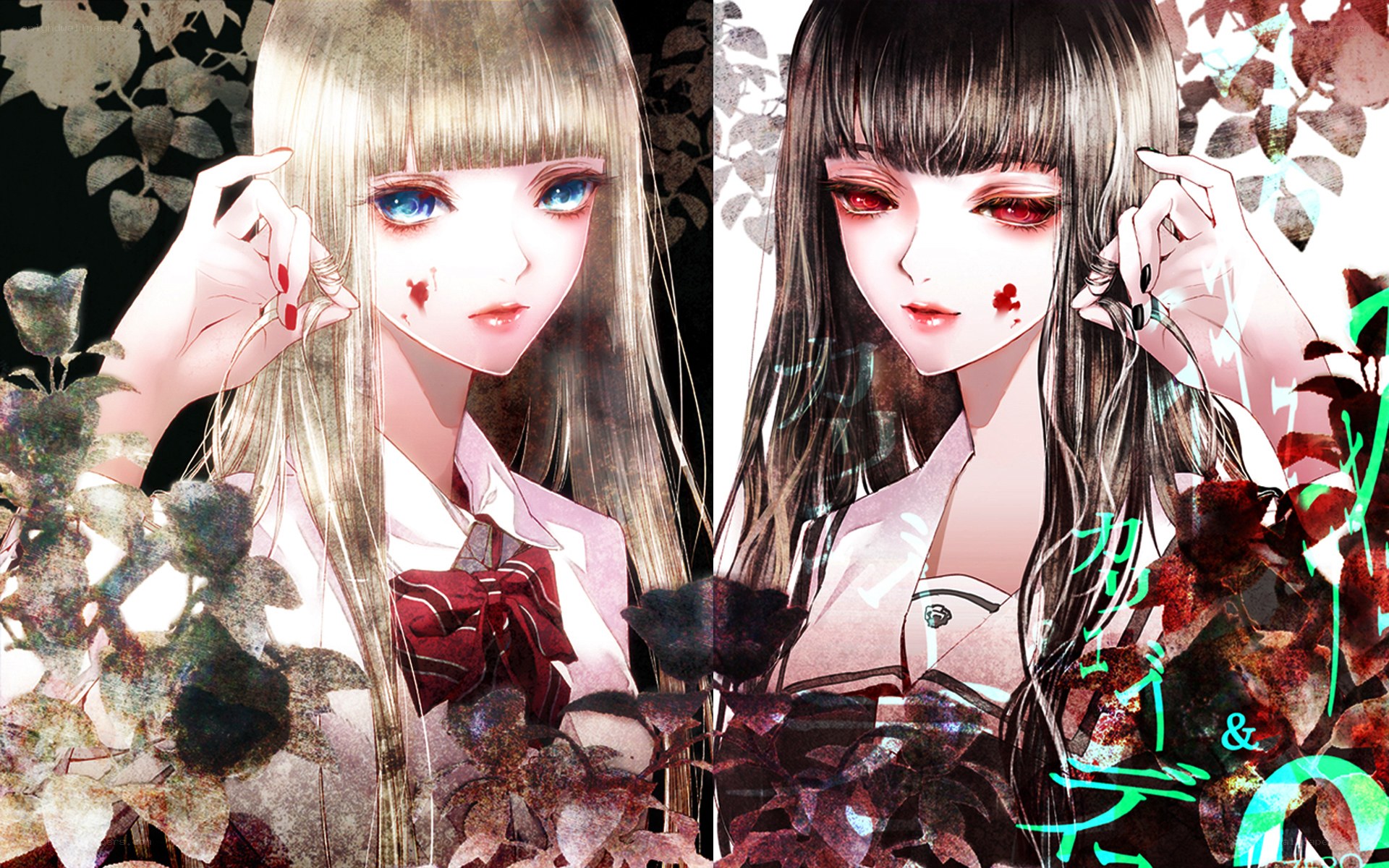 Two girls with blood on faces