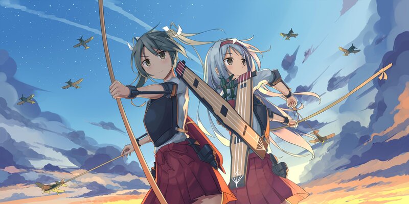 Two Girls with Bows — Blue, Dramatic