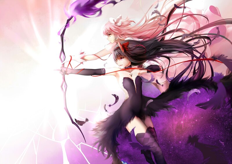 Two Girls with Bows — Purple, Dramatic