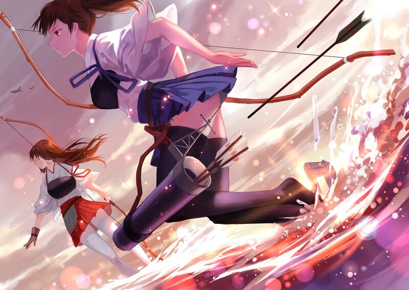 Two Girls with Bows — Purple
