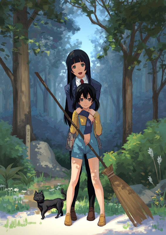 Two Girls with Broom