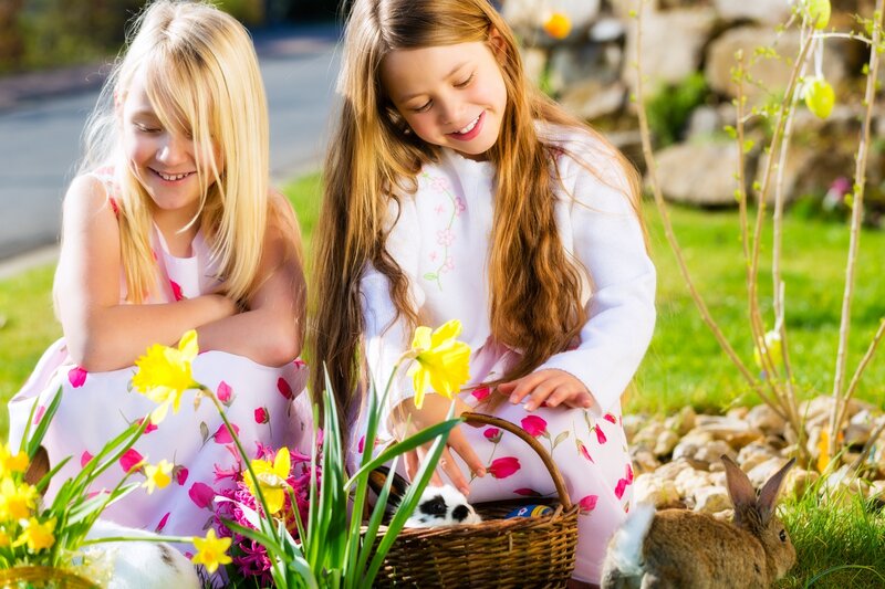 Two Girls with Bunnies