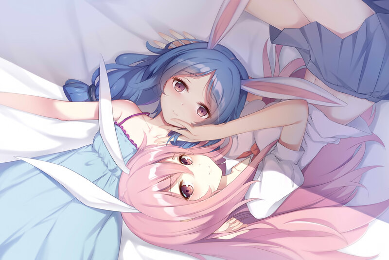 Two Girls with Bunny Ears — Pink