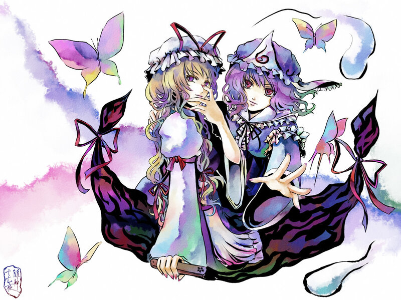 Two girls with butterflies