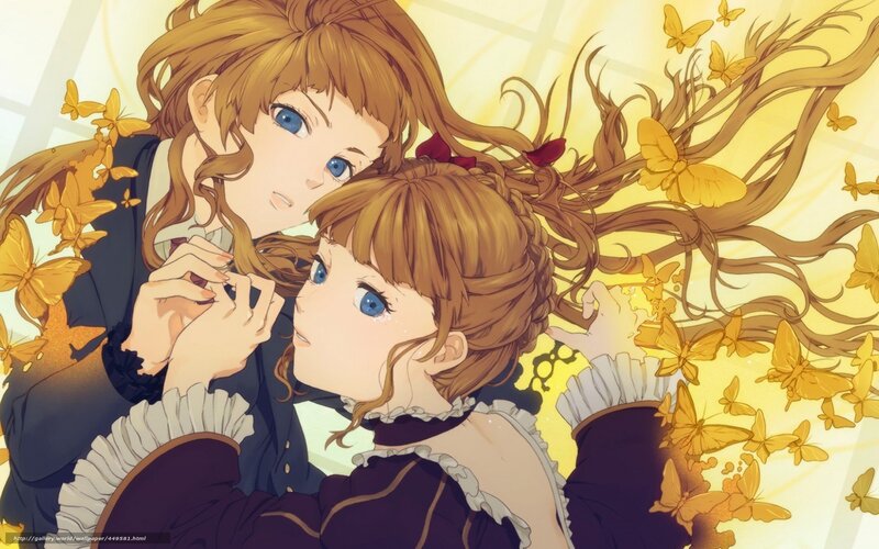 Two girls with butterflies