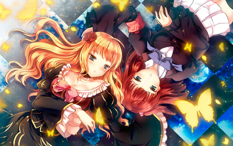 Two Girls with Butterflies — Orange