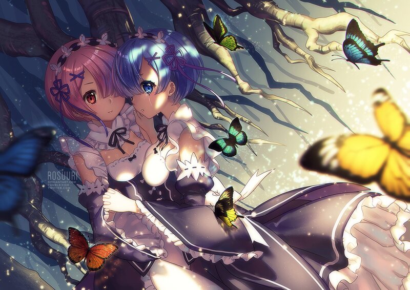 Two Girls with Butterflies — Purple, Serene