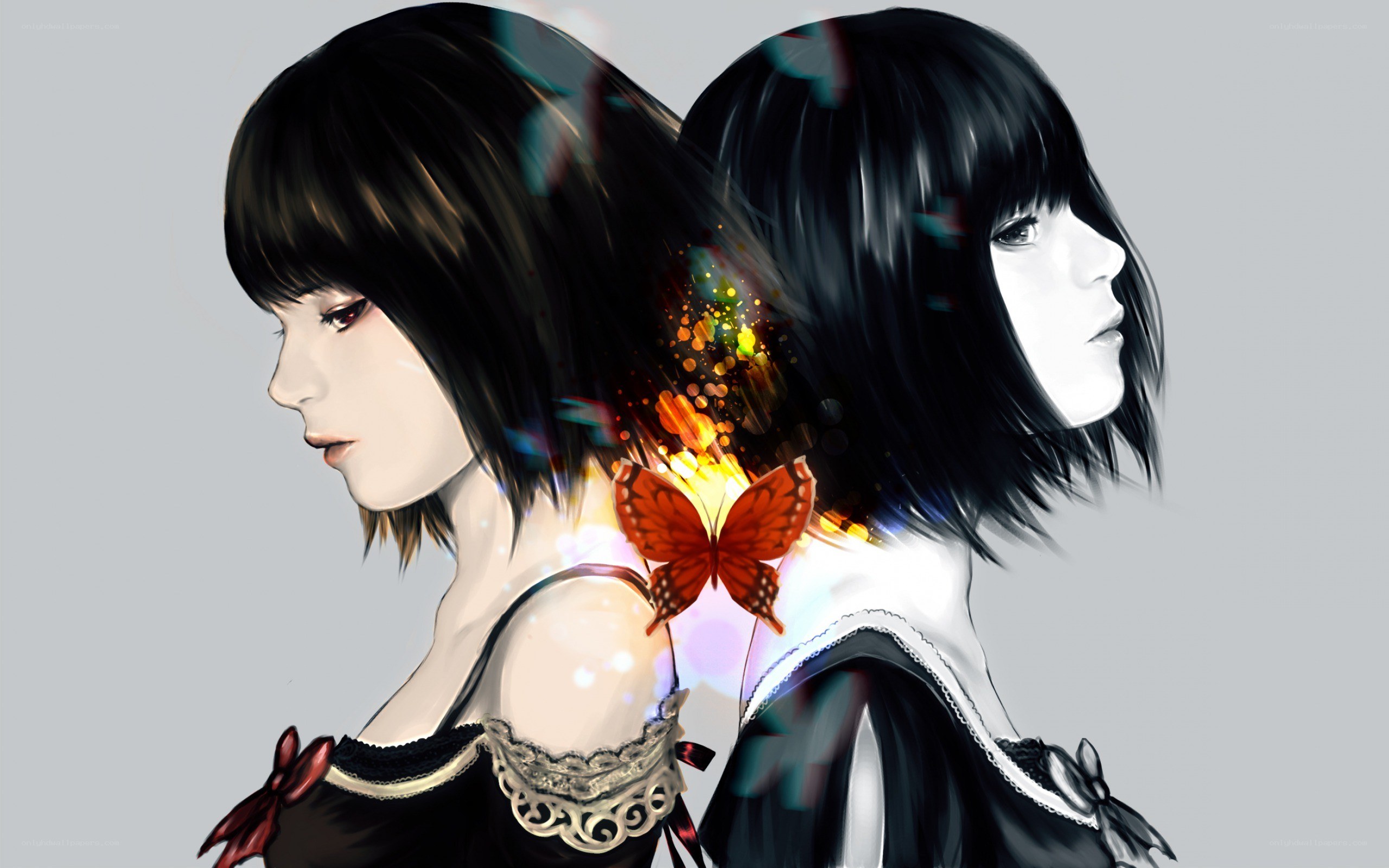 two girls with butterfly