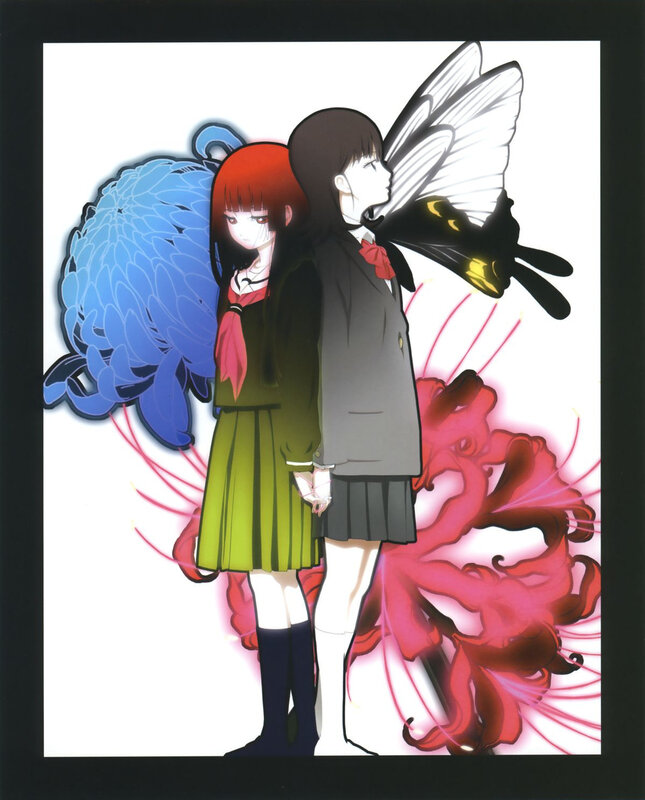 Two Girls with Butterfly Wings — Red, Dramatic