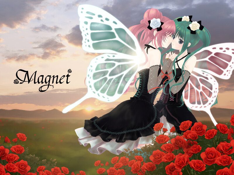Two girls with butterfly wings