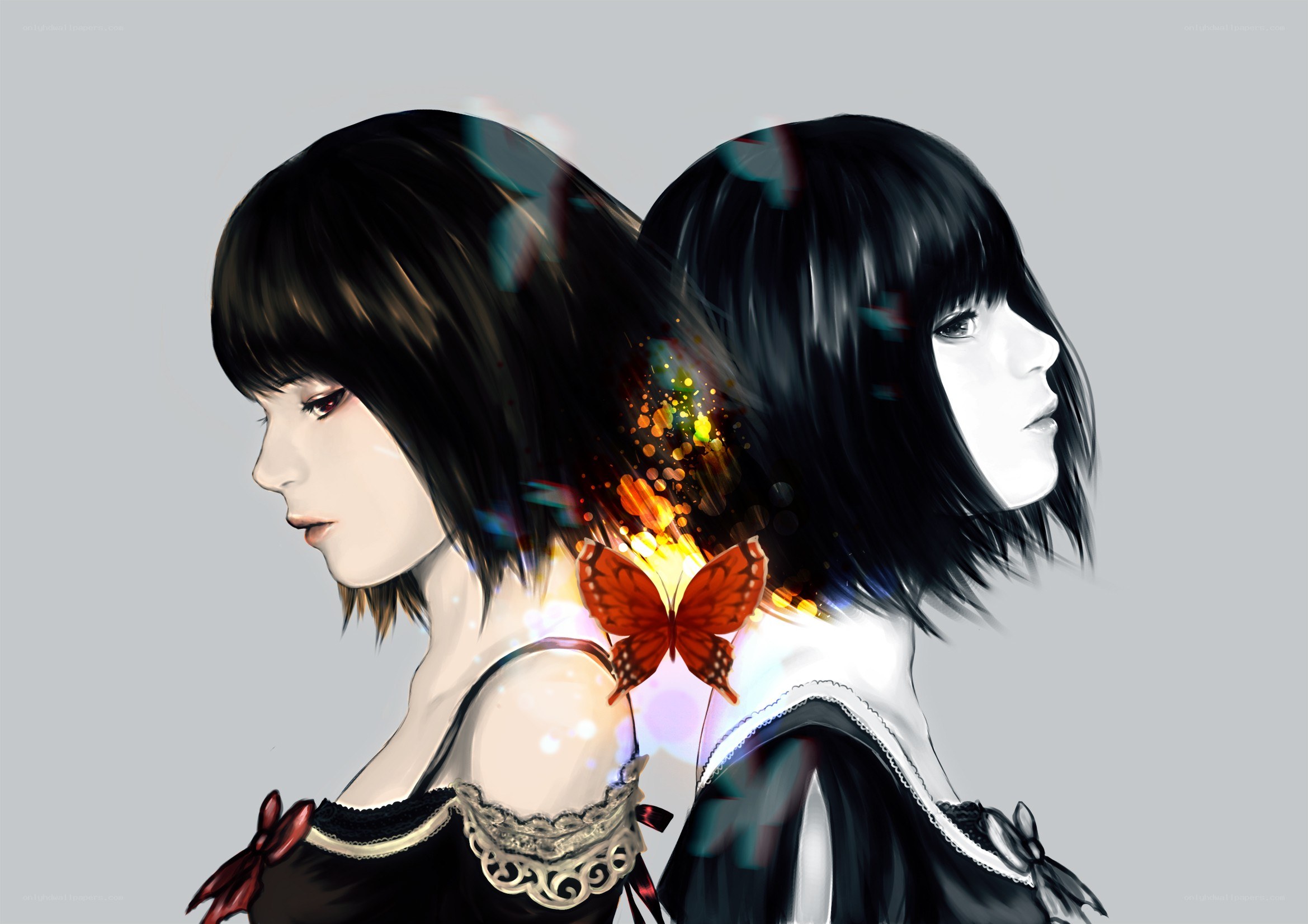 two girls with butterfly