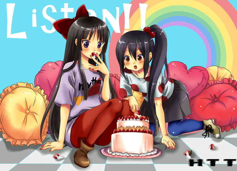 Two Girls with Cake — Blue