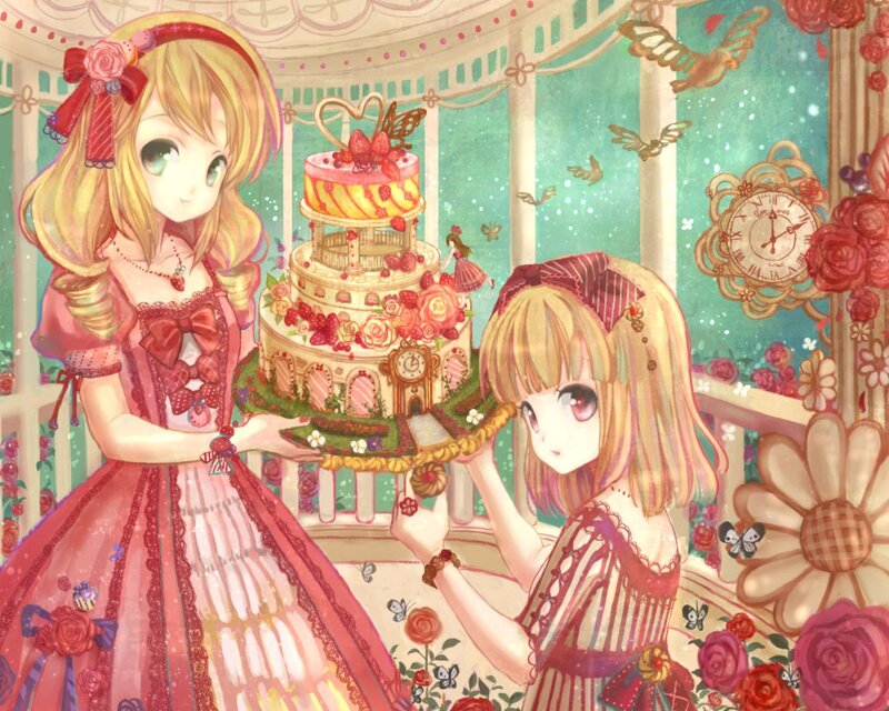 Two Girls with Cake
