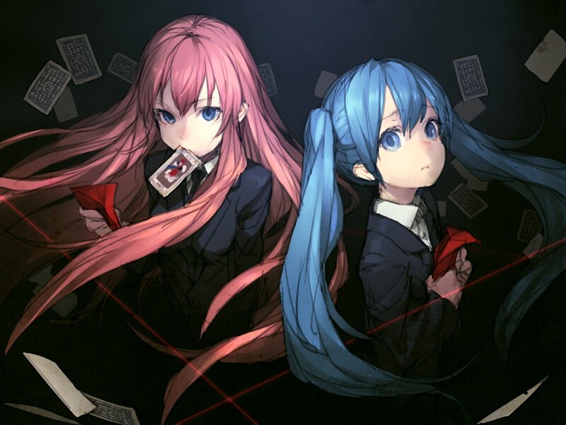 Two Girls with Cards