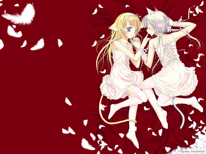 Two girls with cat ears