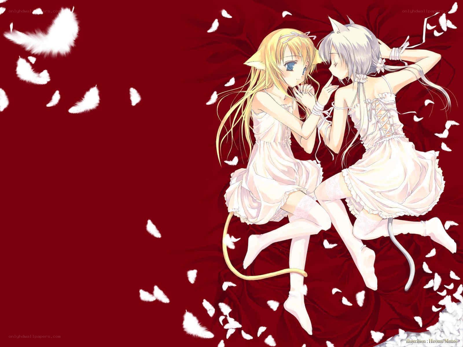 Two girls with cat ears