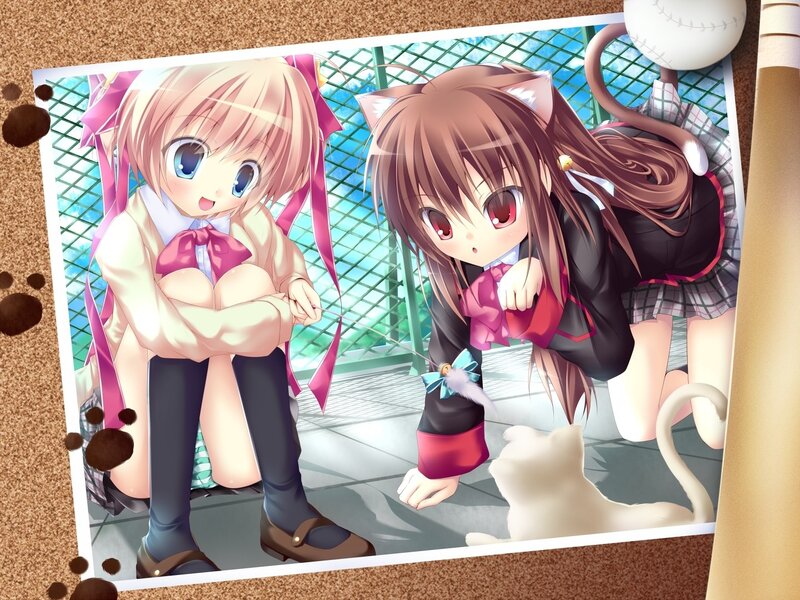 Two Girls with Cat Ears — Brown, Playful