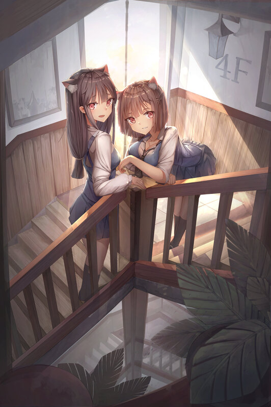 Two Girls with Cat Ears — Brown