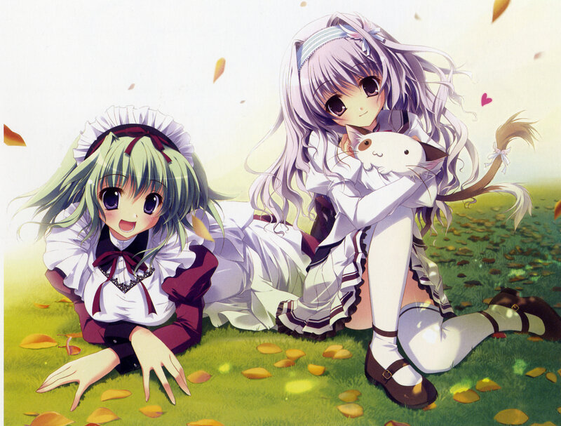 Two Girls with Cat — Green
