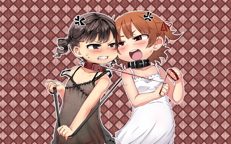 two girls with collars